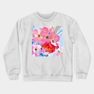 Blossoms in Pink and Blue Crewneck Sweatshirt